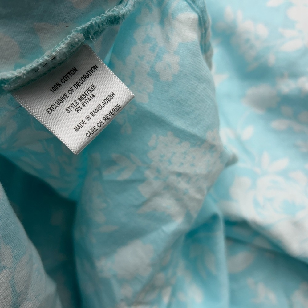 Miss Elaine Nightgown 2X Blue Floral Short Sleeve Gown Knee Length Zip Cotton - Picture 8 of 8